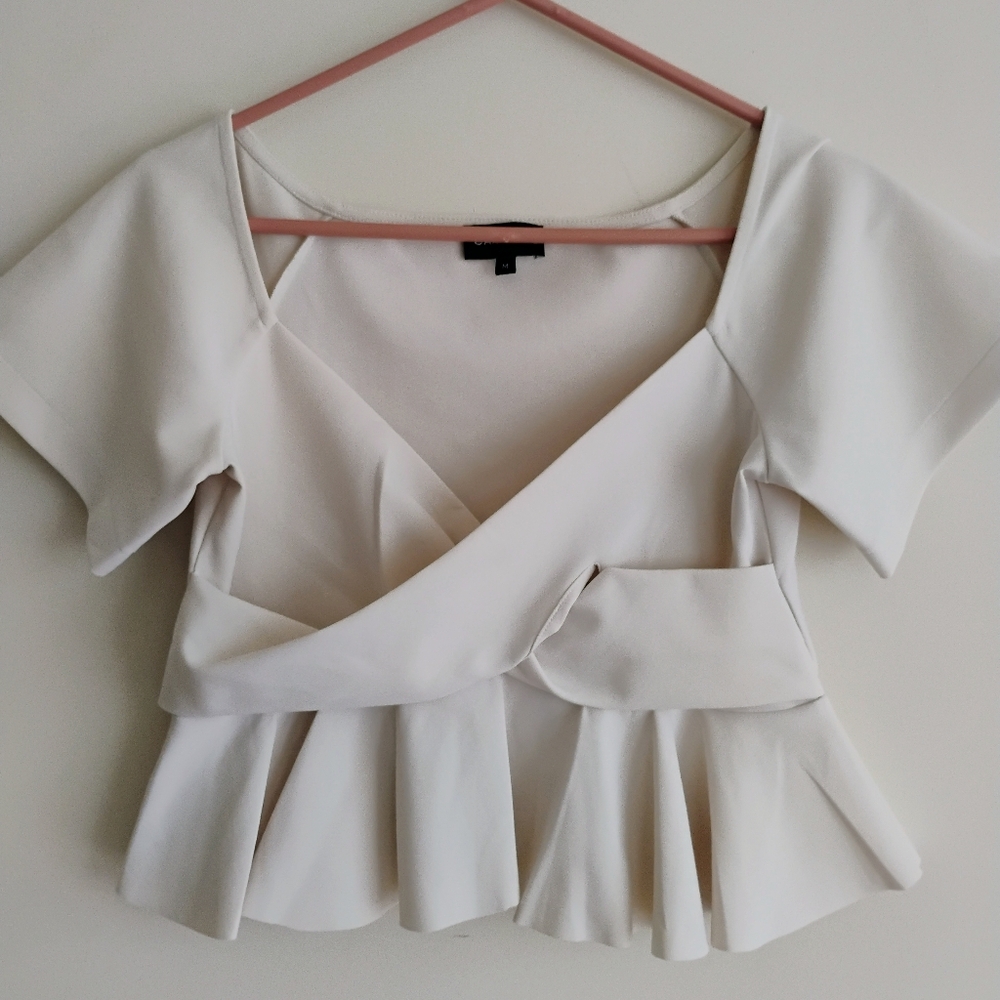 Carbon38 Ruffle Peplum Cris Cross Top Ivory, Off … - image 3